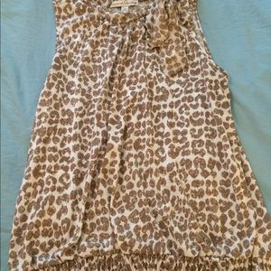 Animal print tie-neck top